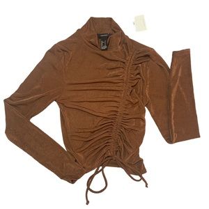 Forever 21 Soft Long sleeve Mock Neck Adjustable Crop Top size S Brand New